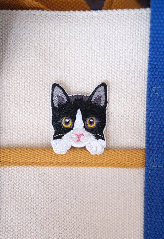 Tuxedo Kitten Iron-on Patch.