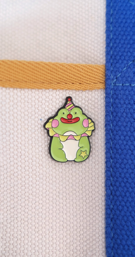 Frog Clown Enamel Pin.