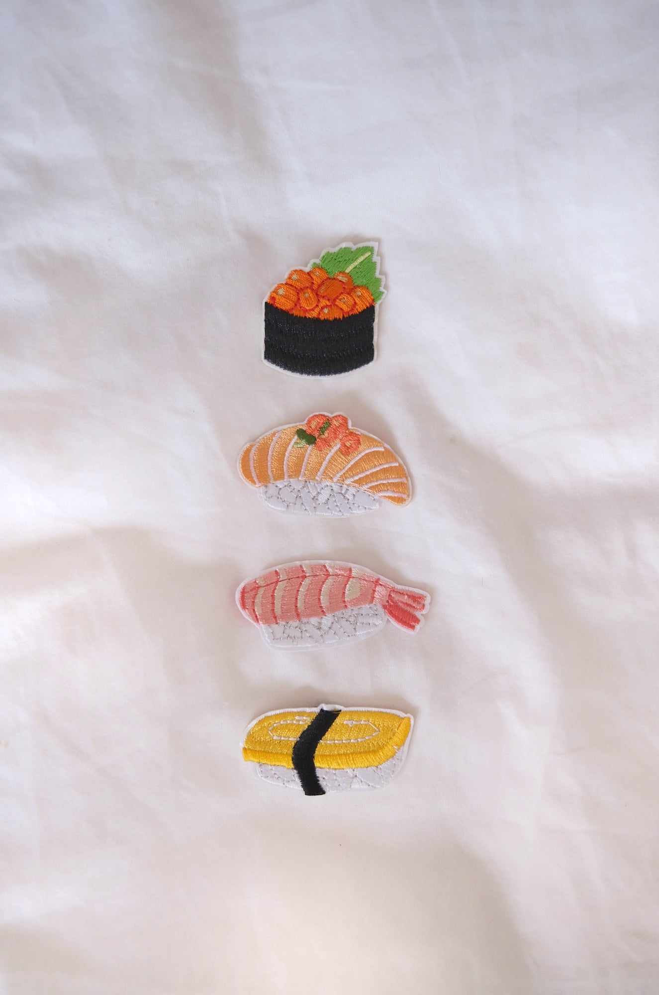 Shrimp Sushi Iron-on Patch.