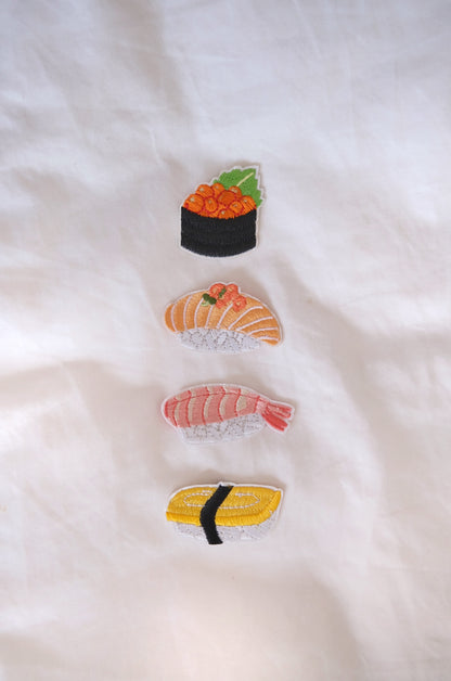 Shrimp Sushi Iron-on Patch.