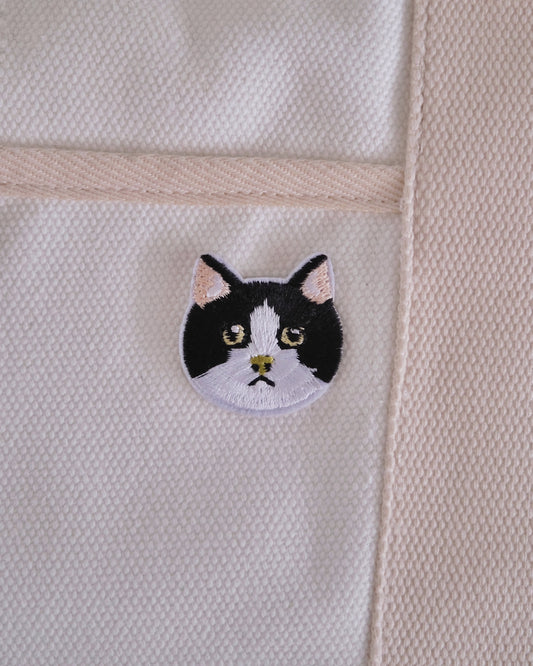 Tuxedo Cat Iron-on Patch.