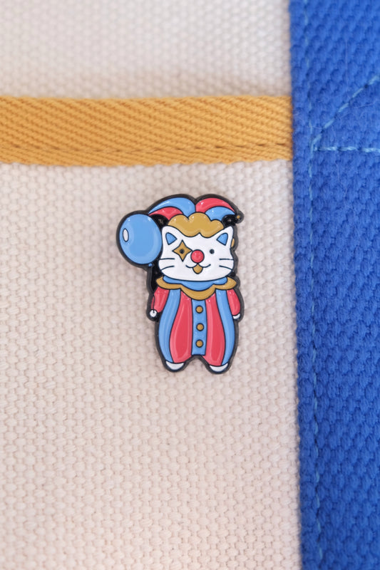 Cat Clown Enamel Pin.
