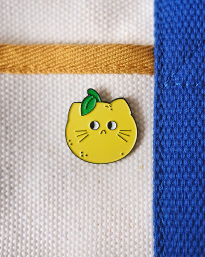 Lemon Cat Enamel Pin.