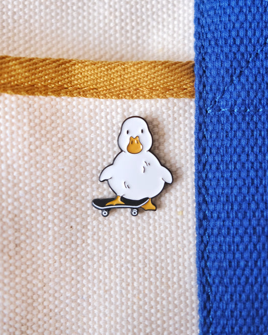 Skater Duck Enamel Pin.