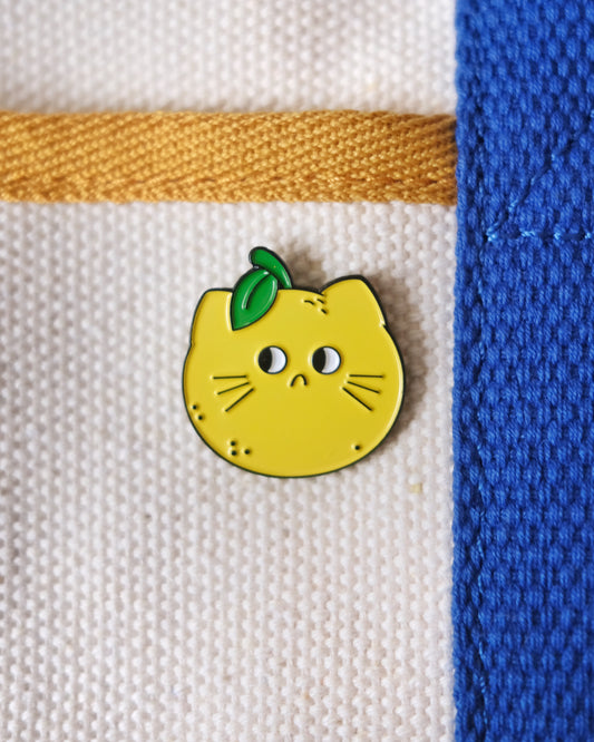Lemon Cat Enamel Pin.