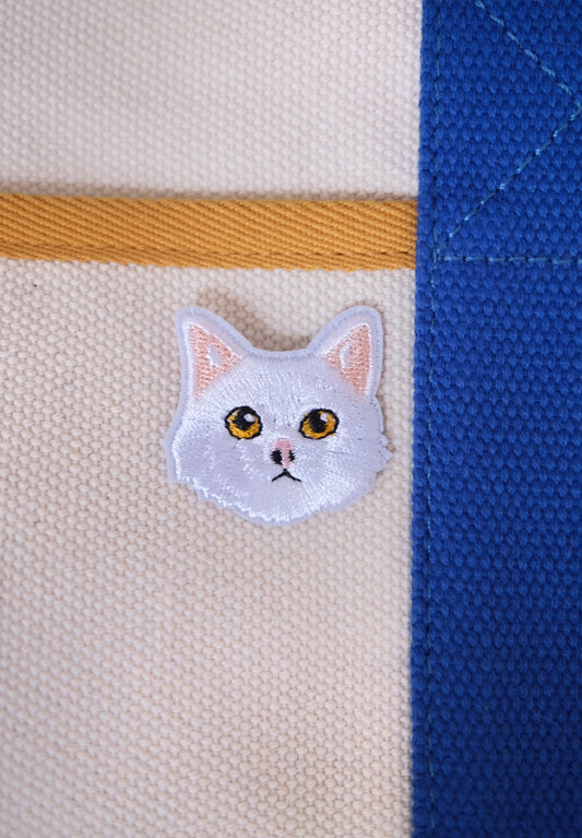 White Cat Iron-on Patch.