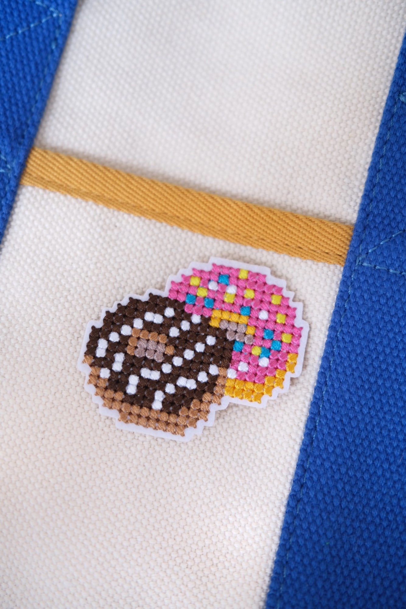 Cross Stitched Donut Iron-on Patch Analog Company