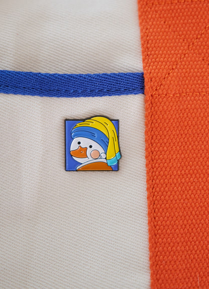 Duck with a Pearl Earring Enamel Pin Analog Company