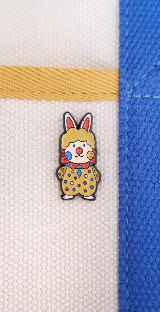Rabbit Clown Enamel Pin.