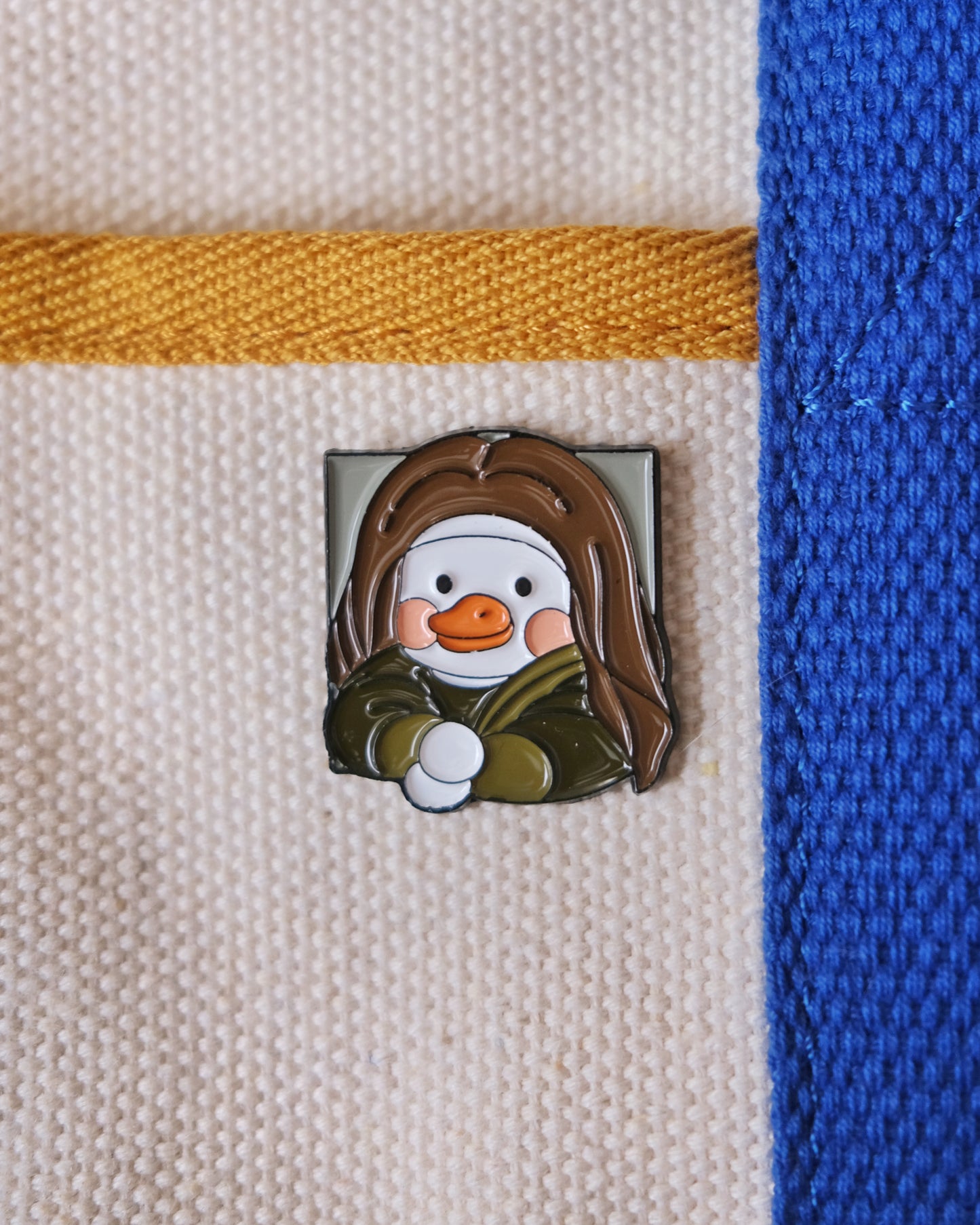 Mona Lisa Duck Enamel Pin.