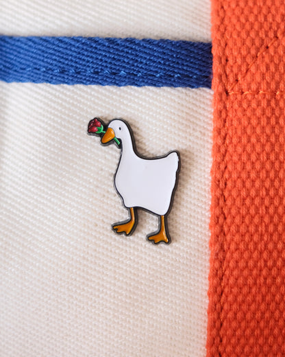 Goose with Rose Enamel Pin Analog Company