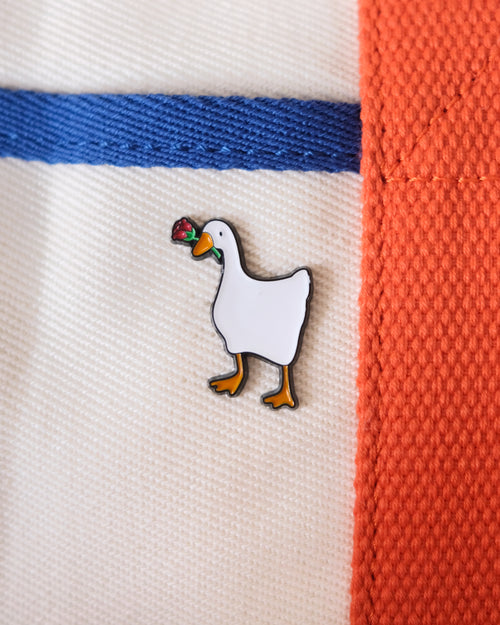 Goose with Rose Enamel Pin