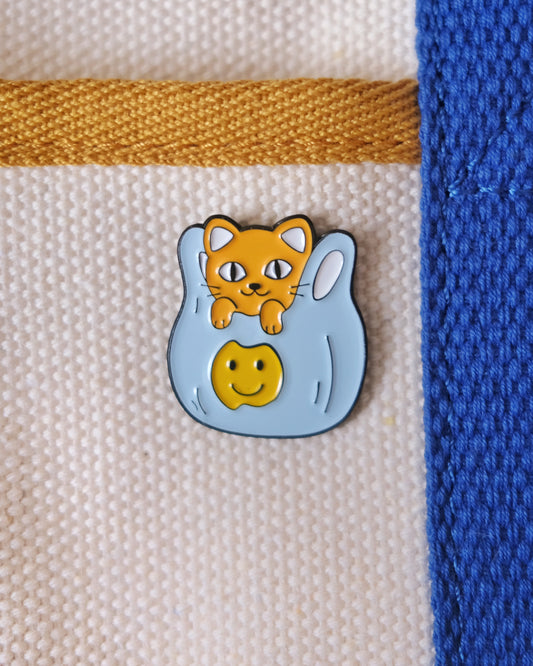 Plastic Bag Cat Enamel Pin Analog Company