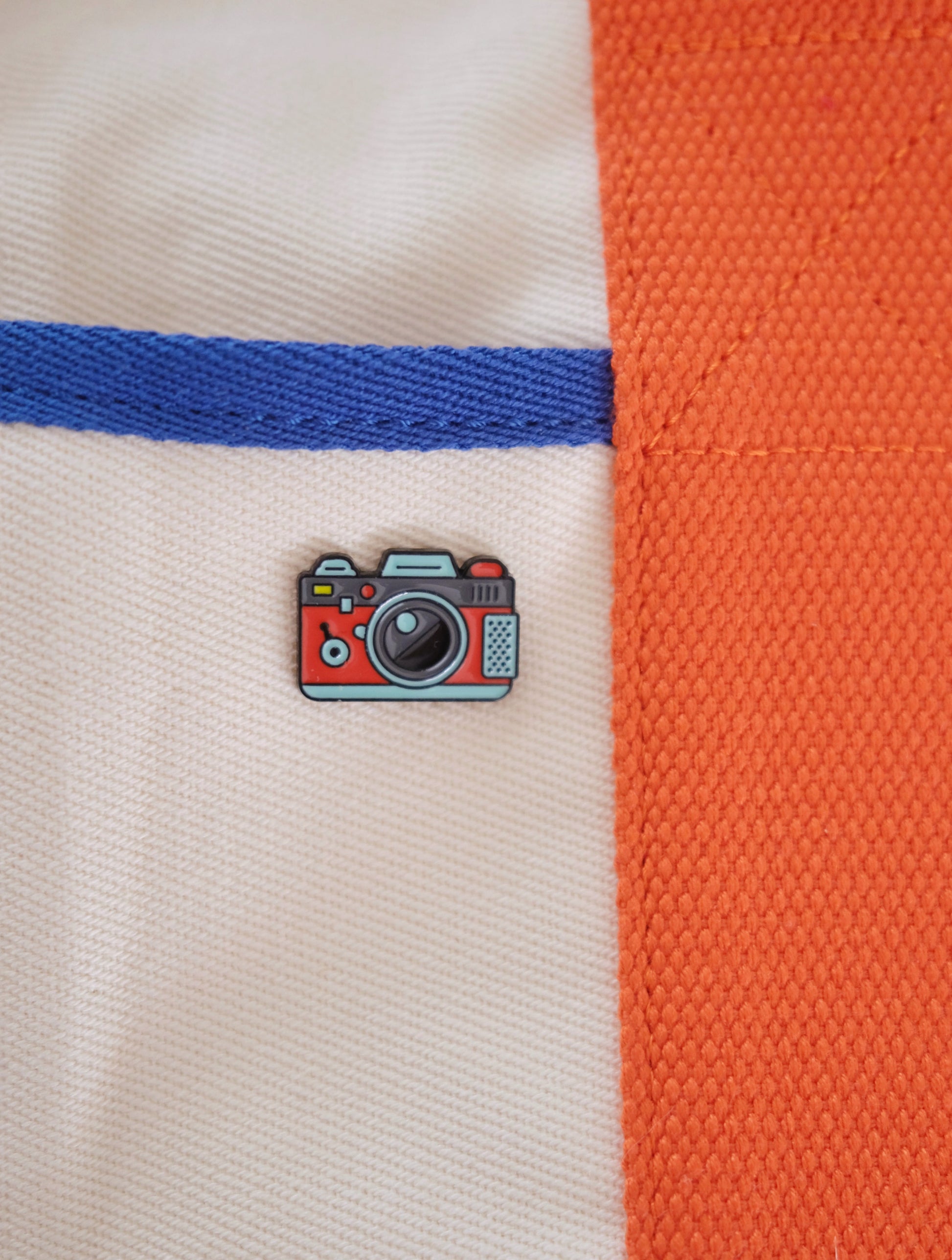 Red Camera Enamel Pin Analog Company