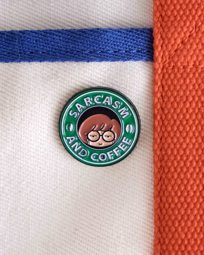 "Sarcasm and Coffee" Enamel Pin