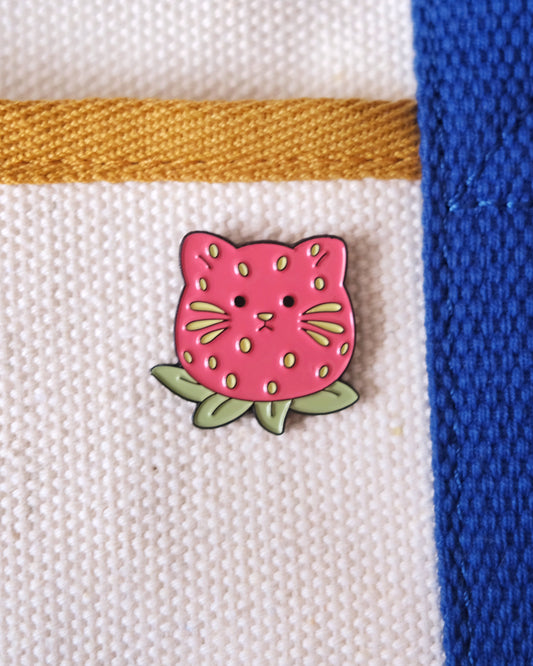 Strawberry Cat Enamel Pin Analog Company